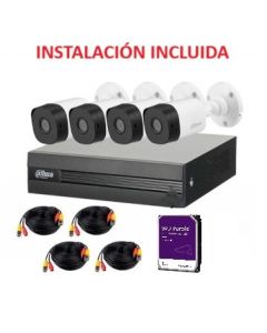Kit de 4 Cámaras bala CCTV Profesional Marca Dahua. Instalación y materiales incluidos