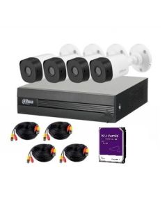 Kit de 4 Cámaras bala CCTV Pro Dahua Dvr 4ch + 4 Cam 2mp + Disco 1tb
